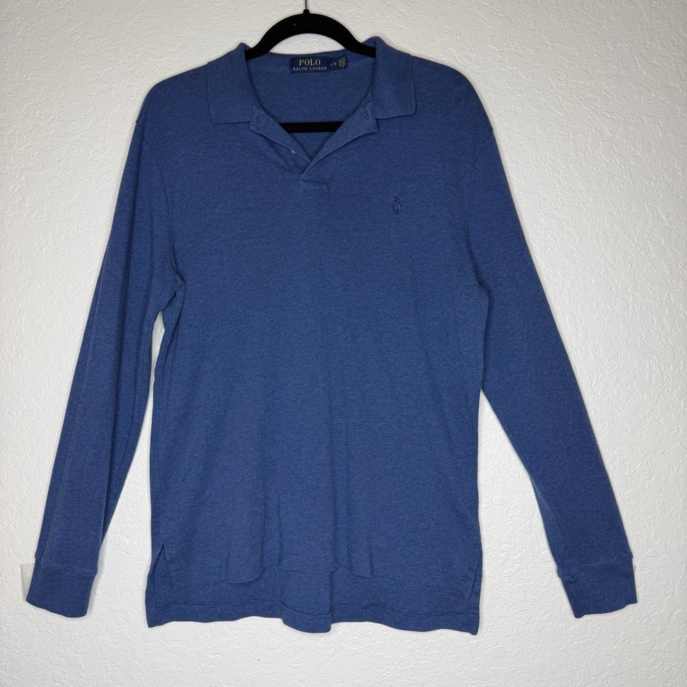 Polo by Ralph Lauren Men's Classic Blue Longsleeve 1/4 Zip Sweater